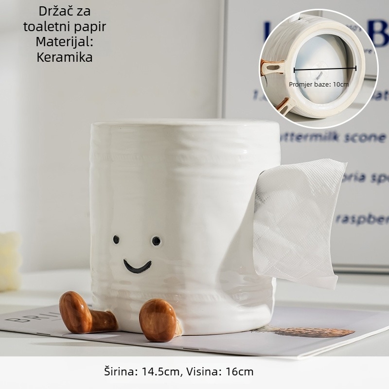 Keramička kutija za papirnate ubruse krem boje, sladak dizajn, dekorativni dodatak za blagovaonu, dnevnu sobu ili toaletni stol