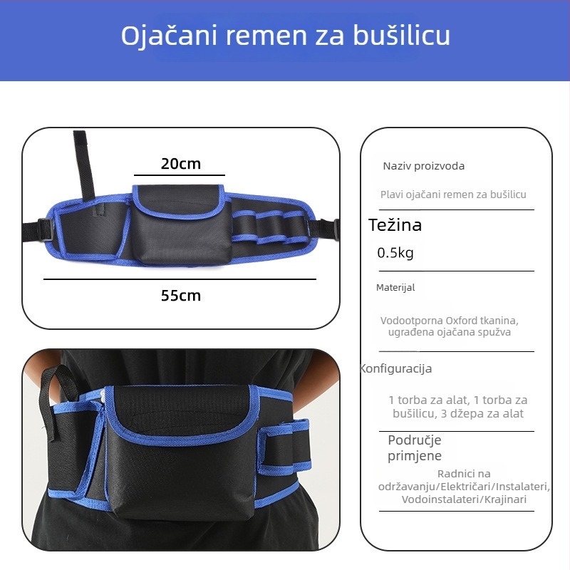 Pojasna torbica za elektrikarske alate – čvrsta, izdržljiva i prijenosna, višenamjenska