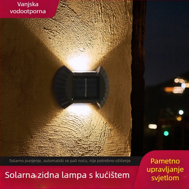 Solárno vanjsko zidno svjetlo za dvorište i vrt – dekorativno osvjetljenje zida s uzlaznim i silaznim svjetlom za balkon ili terasu