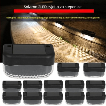 Solarna vrtna rasvjeta s 2 LED za stepenice, vodootporno vanjsko osvjetljenje za ograde i ogradu, dekorativna zidna svjetiljka