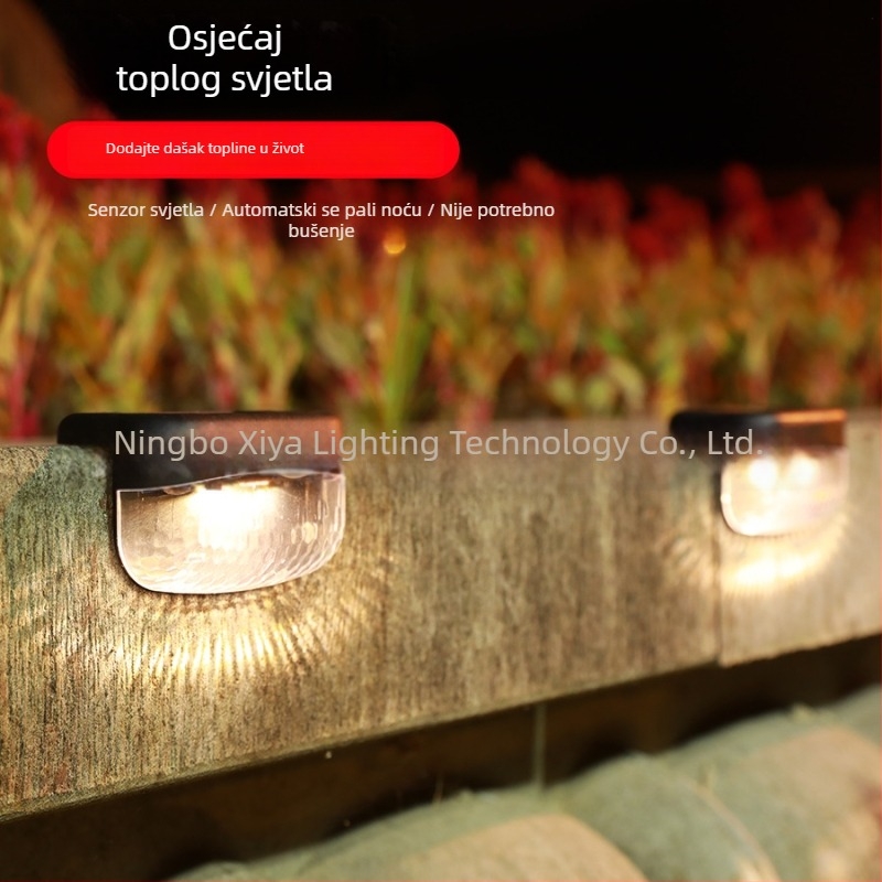 Solarna vrtna rasvjeta s 2 LED za stepenice, vodootporno vanjsko osvjetljenje za ograde i ogradu, dekorativna zidna svjetiljka