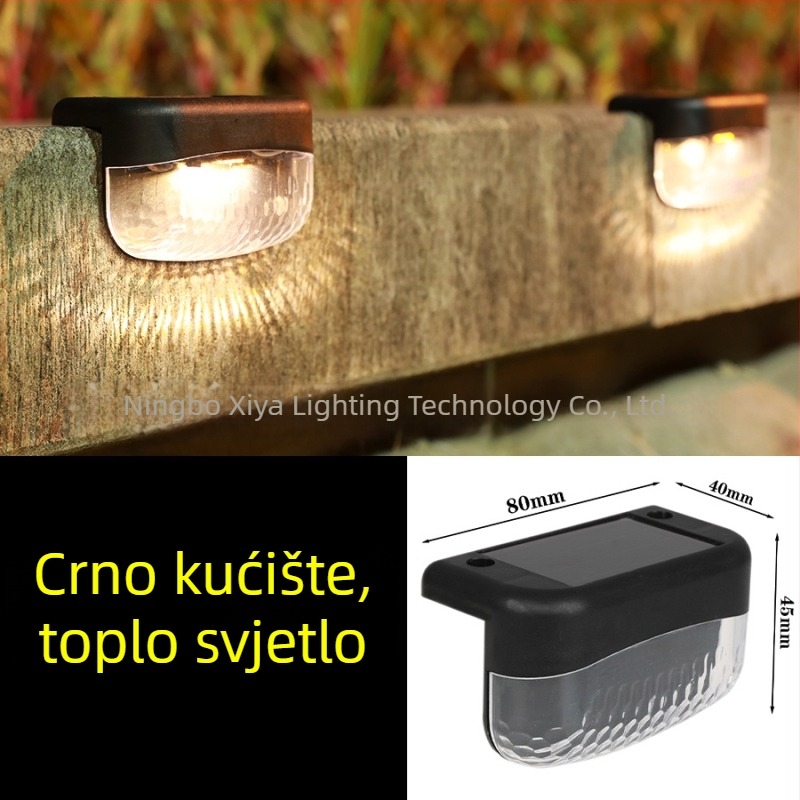 Solarna vrtna rasvjeta s 2 LED za stepenice, vodootporno vanjsko osvjetljenje za ograde i ogradu, dekorativna zidna svjetiljka