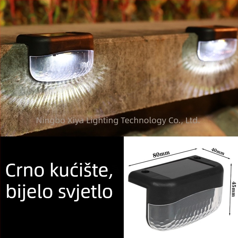 Solarna vrtna rasvjeta s 2 LED za stepenice, vodootporno vanjsko osvjetljenje za ograde i ogradu, dekorativna zidna svjetiljka