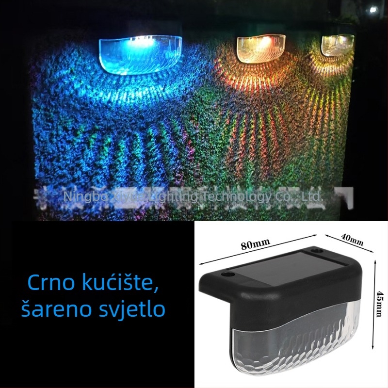 Solarna vrtna rasvjeta s 2 LED za stepenice, vodootporno vanjsko osvjetljenje za ograde i ogradu, dekorativna zidna svjetiljka