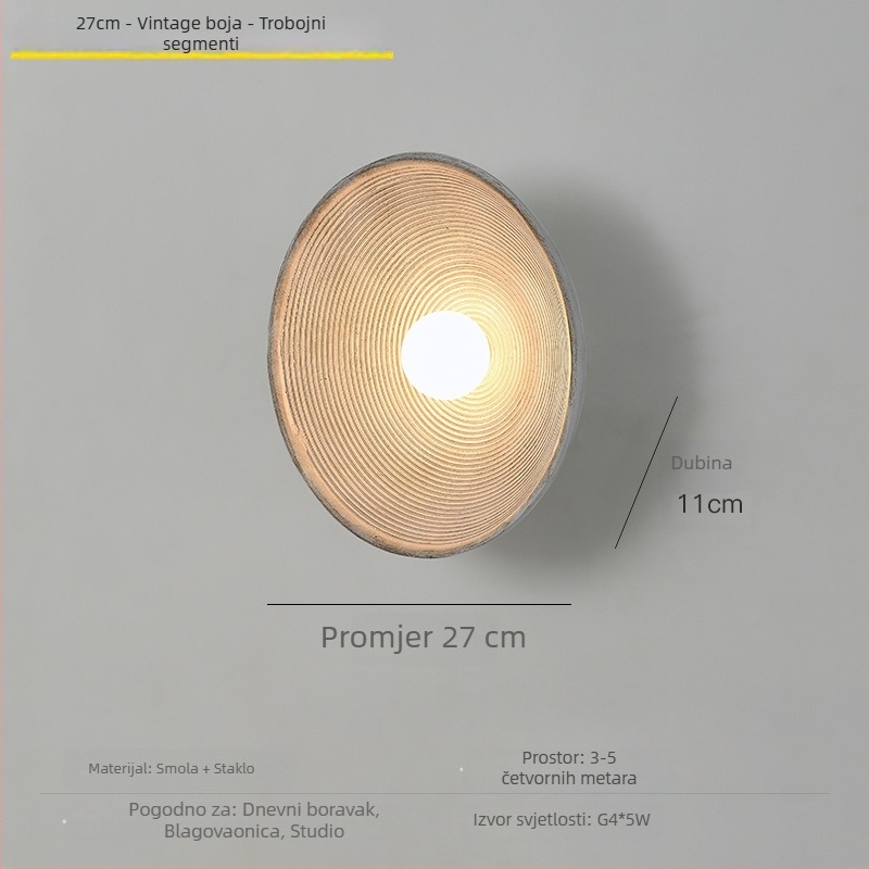 Zidna svjetiljka od smole, LED, 220V, američki nordijski retro stil, minimalističko osvjetljenje za spavaću sobu, dnevnu sobu ili hodnik