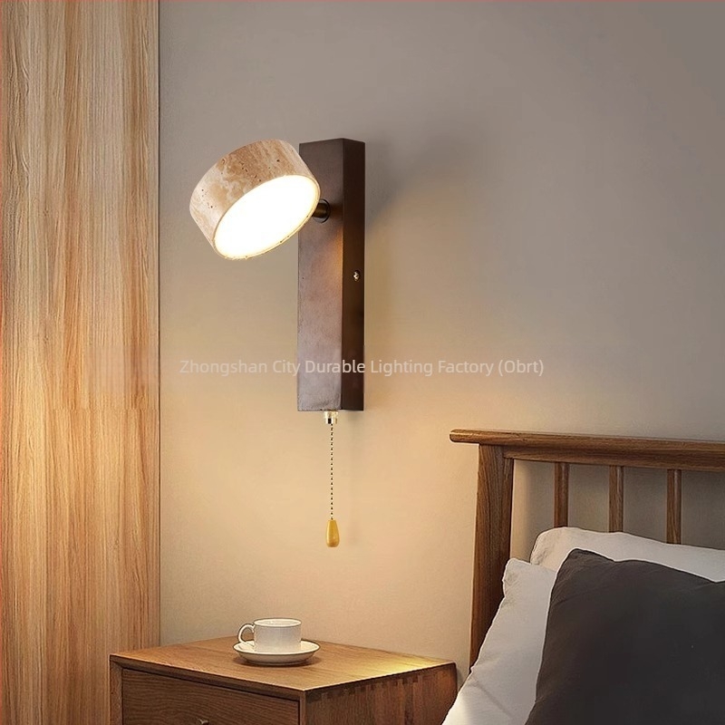 Vintage Wabi-Sabi zidna lampa za spavaću sobu, rotirajuća, pogodna za dnevni boravak, radnu sobu ili gostinjsku kuću, s povlačnim prekidačem, minimalističko osvjetljenje.