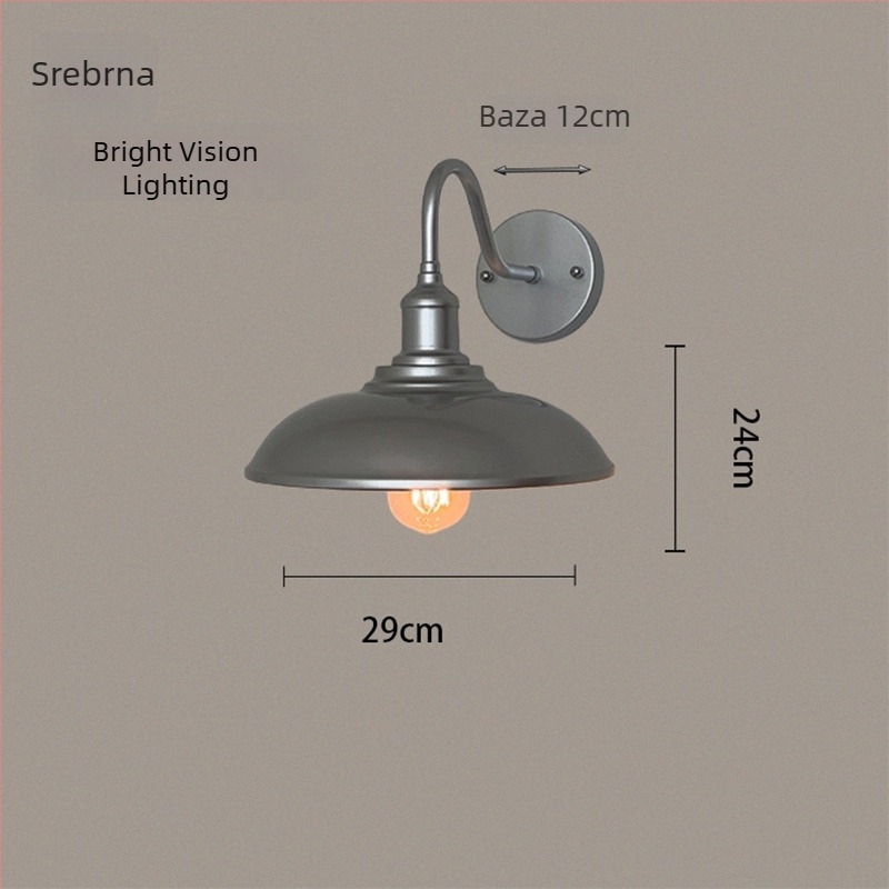 Vanjska zidna svjetiljka u vintage stilu za dvorište, terasu i balkon; industrijski stil, srebrna metalna dekorativna svjetiljka