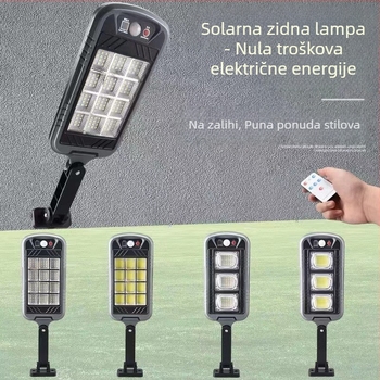 Supersvijetlo vanjsko vodootporno COB zidno LED svjetlo na solarnu energiju, za vrt i dvorište, s daljinskim upravljanjem i senzorom pokreta, LED rasvjeta