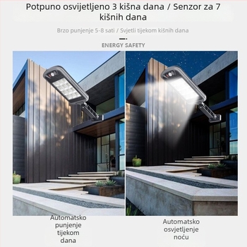 Supersvijetlo vanjsko vodootporno COB zidno LED svjetlo na solarnu energiju, za vrt i dvorište, s daljinskim upravljanjem i senzorom pokreta, LED rasvjeta