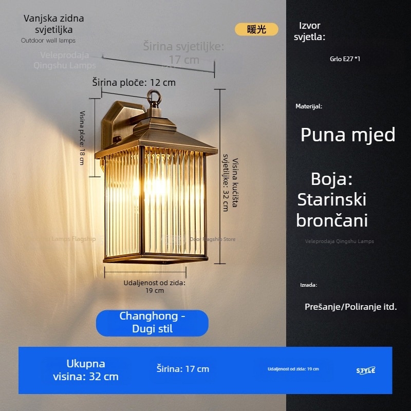 Vanjska zidna svjetiljka za ulaz u vilu, balkon, vrt, vanjske zidove, paviljon kineskog stila, dvorišna svjetiljka