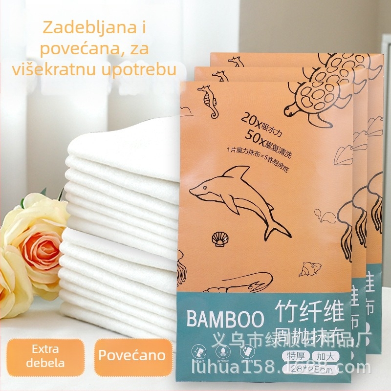 Kuhinjska krpa od bambusovih vlakana, jednokratna, lako se odtrgne, dvostruka uporaba – suha i mokra za pranje posuđa.