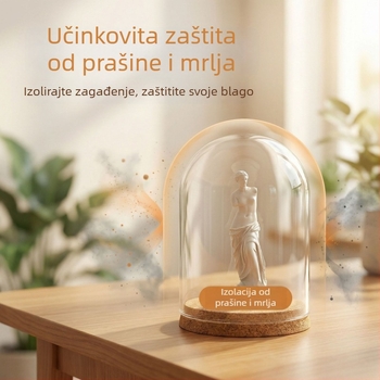 Staklena vitrina s korkovim poklopcem za suho i sačuvano cvijeće - prozirni zaštitni poklopac protiv prašine