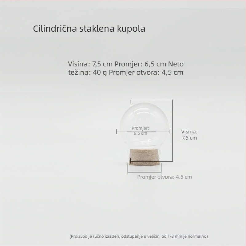 Staklena vitrina s korkovim poklopcem za suho i sačuvano cvijeće - prozirni zaštitni poklopac protiv prašine