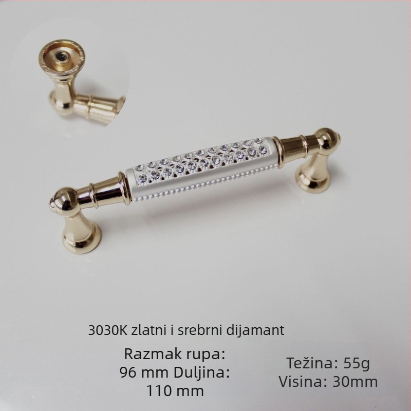 Europski stil čvrsta drška za vrata ormara i ladicu, bijela, cinkova legura