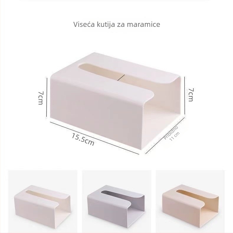 Kutija za salvetu bez bušenja za rolu papira, kreativni spremnik za kupaonicu i dnevni boravak, montaža ljepilom