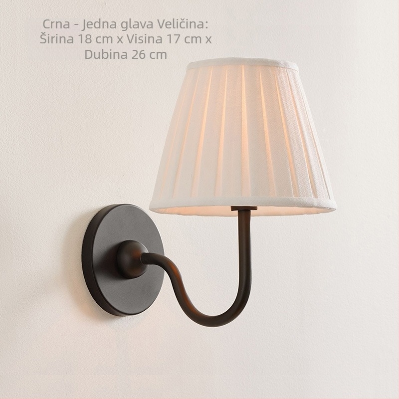 Francuski stil vintage bakrena zidna lampa s platnenim sjenilom za spavaću sobu i ogledalom za dnevni boravak ili hodnik – američki retro minimalistički dizajn