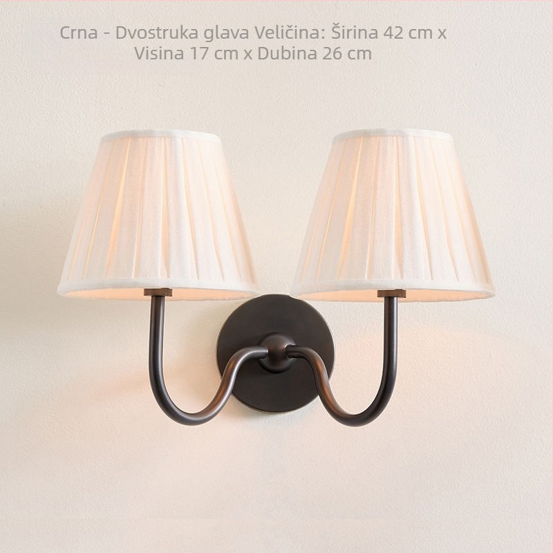 Francuski stil vintage bakrena zidna lampa s platnenim sjenilom za spavaću sobu i ogledalom za dnevni boravak ili hodnik – američki retro minimalistički dizajn