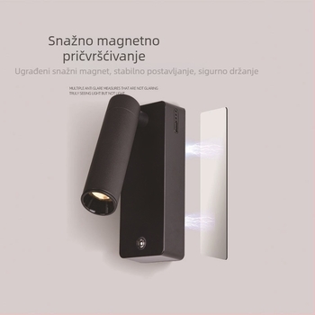 Zidna svjetiljka na punjenje s dugim vijekom baterije, bežično daljinsko upravljanje, magnetsko postavljanje i samoljepljiva zidna svjetiljka za spavaću sobu uz noćni ormarić (bez žica i bušenja)
