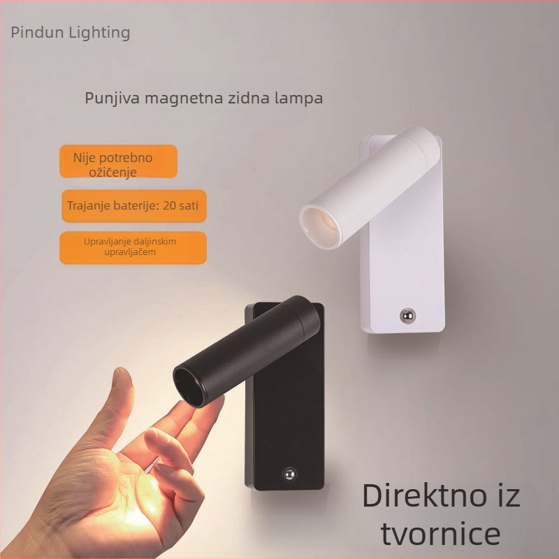 Zidna svjetiljka na punjenje s dugim vijekom baterije, bežično daljinsko upravljanje, magnetsko postavljanje i samoljepljiva zidna svjetiljka za spavaću sobu uz noćni ormarić (bez žica i bušenja)
