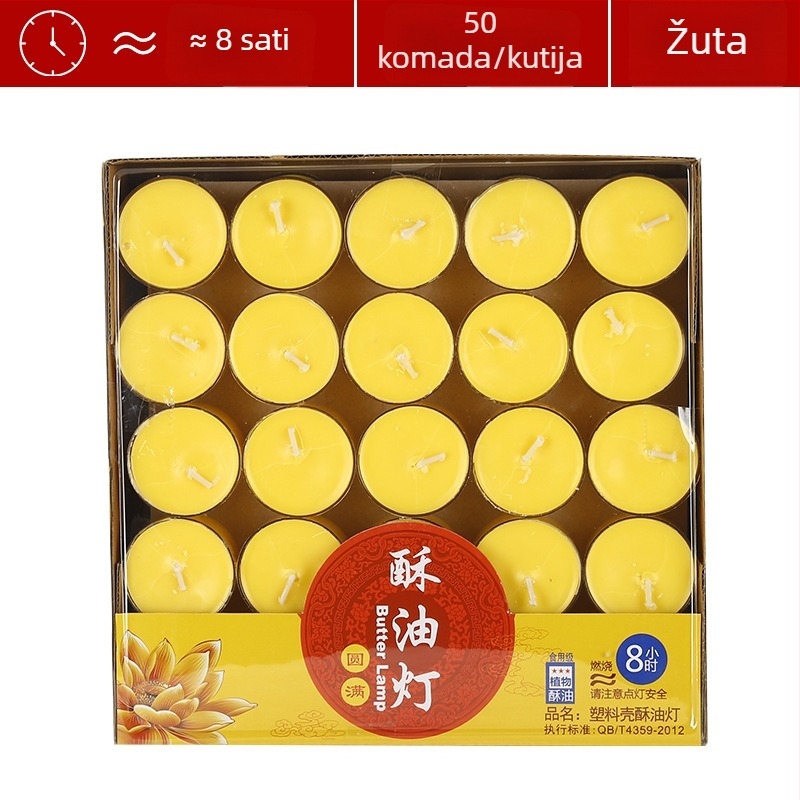 Bezdimna maslena lampa, set od 50 komada, 8-satno sagorijevanje, za dom i hram, lampa s gumovim kućištem, aromaterapijska svijeća