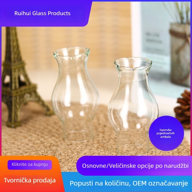 Kerosin sjenilo lampe, dizajn krune, ručno izrađeno fuzirano staklo, reljefno malo sjenilo