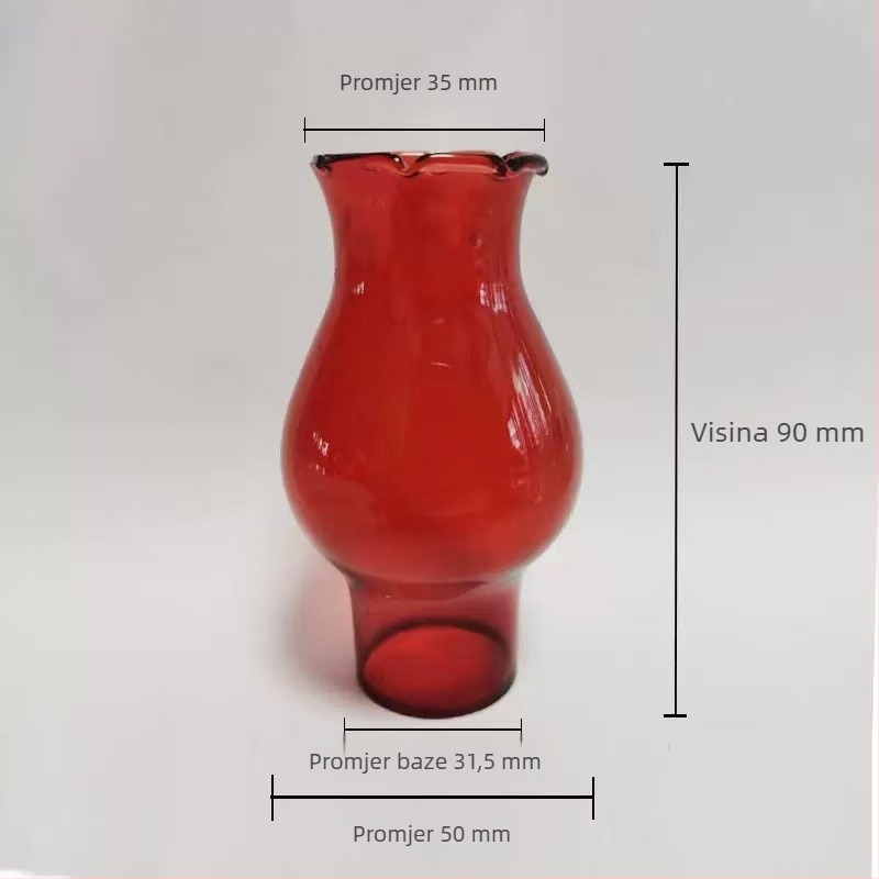 Kerosin sjenilo lampe, dizajn krune, ručno izrađeno fuzirano staklo, reljefno malo sjenilo