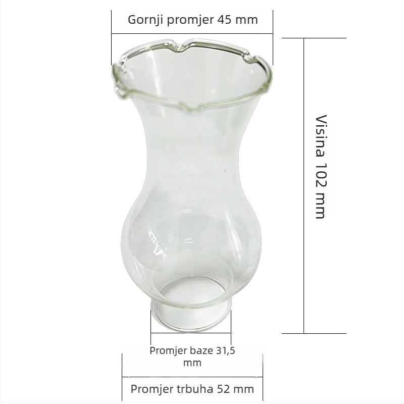 Kerosin sjenilo lampe, dizajn krune, ručno izrađeno fuzirano staklo, reljefno malo sjenilo