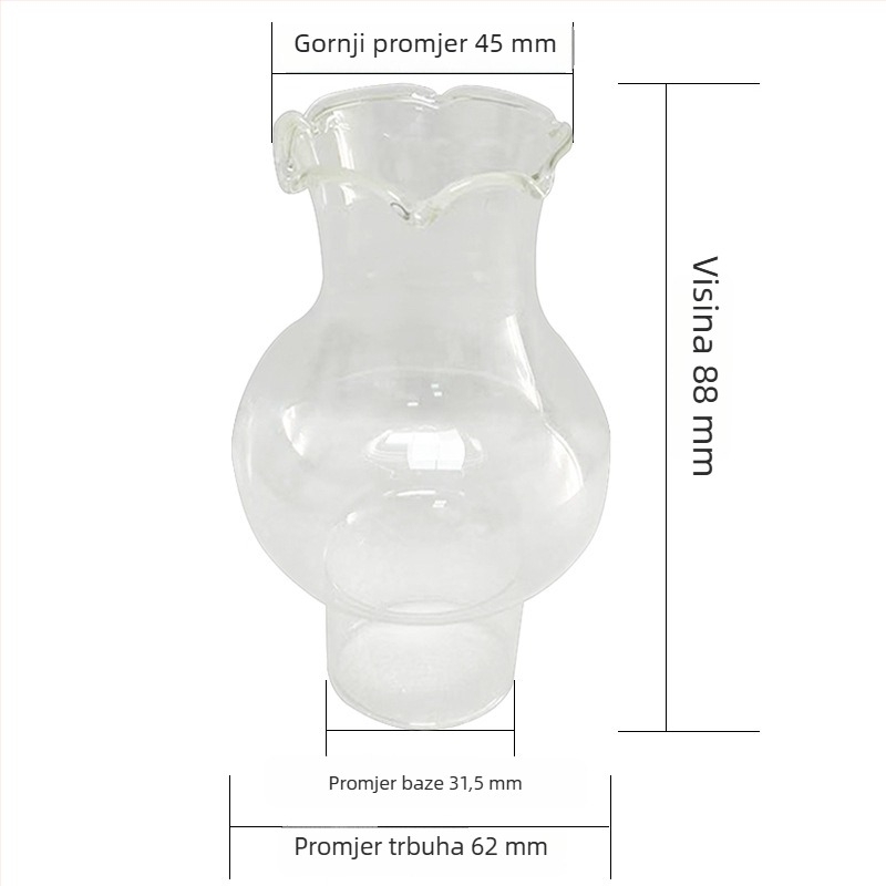 Kerosin sjenilo lampe, dizajn krune, ručno izrađeno fuzirano staklo, reljefno malo sjenilo