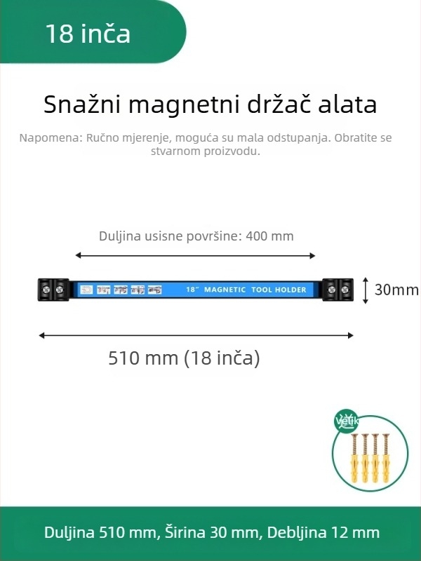 Magnetski nosač za alate sa snažnim magnetom – organizator hardvera, držač noževa