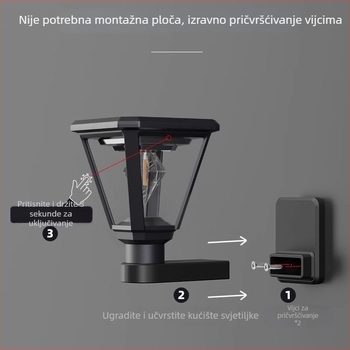 Solarna vanjska zidna svjetiljka za vrt s COB LED, vodootporna