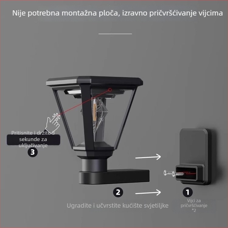 Solarna vanjska zidna svjetiljka za vrt s COB LED, vodootporna