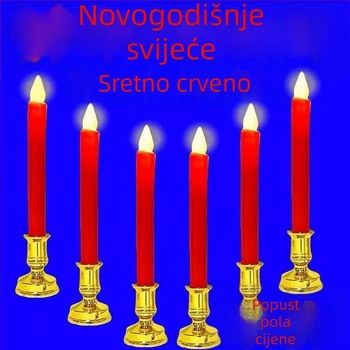 Crvena LED električna svijeća s dugim trajanjem baterije, sigurna rasvjeta za vjenčanja i proslave useljenja
