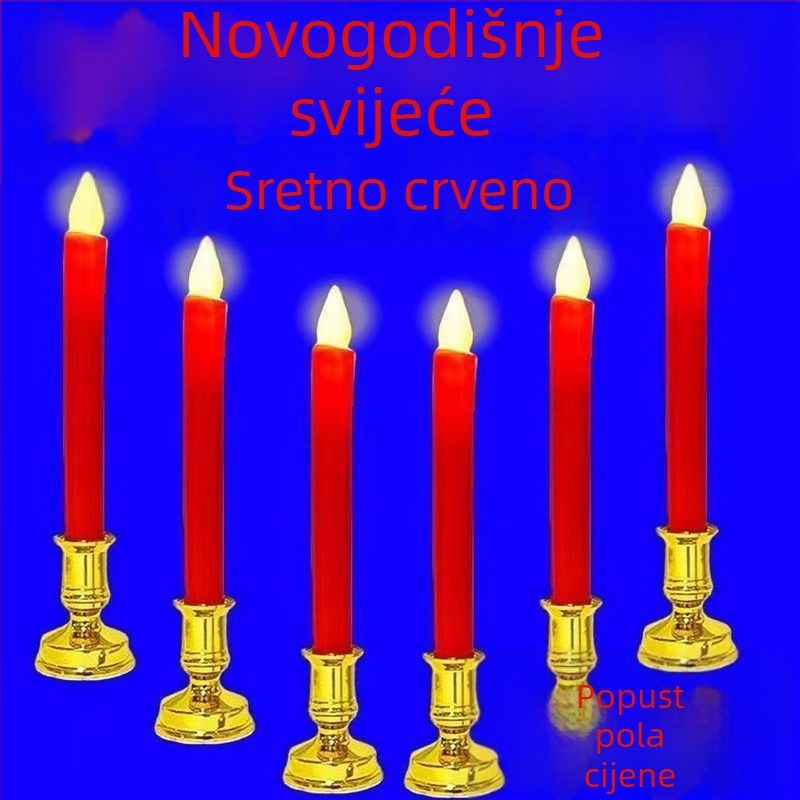 Crvena LED električna svijeća s dugim trajanjem baterije, sigurna rasvjeta za vjenčanja i proslave useljenja