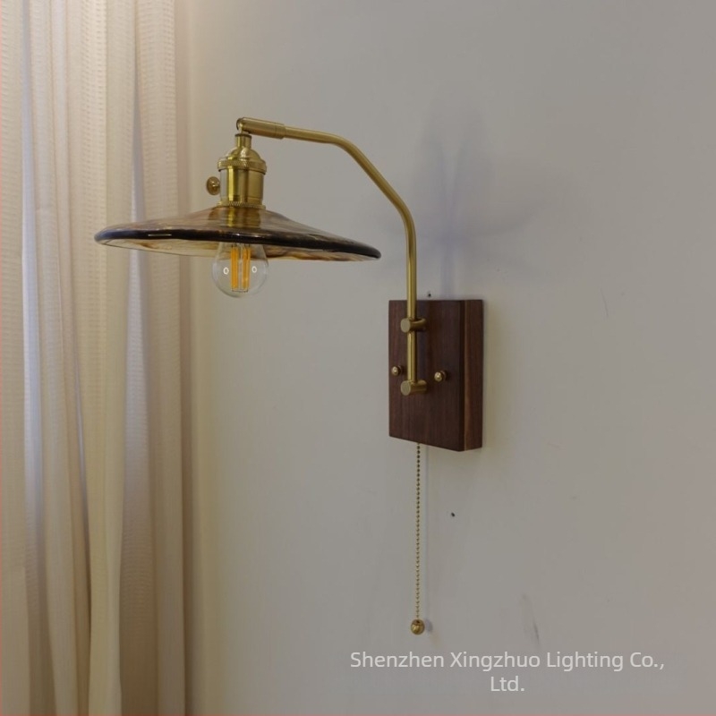 Stenska lampa u japansko-nordijskom vintage stilu sa staklenim sjenilom za dnevni boravak, spavaću sobu, radnu sobu, hodnik i blagovaonicu
