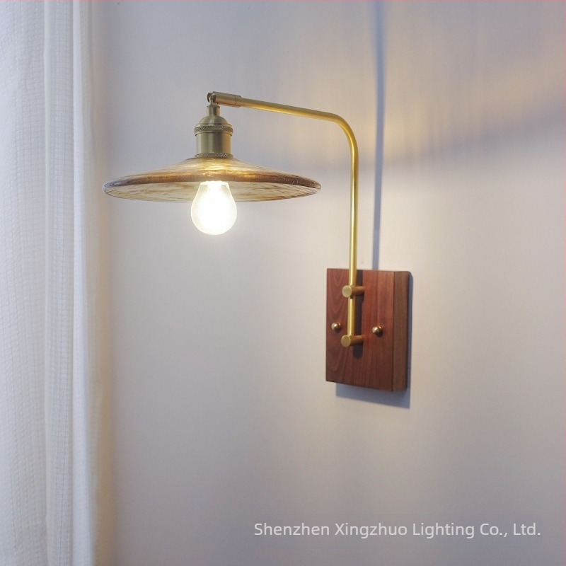 Stenska lampa u japansko-nordijskom vintage stilu sa staklenim sjenilom za dnevni boravak, spavaću sobu, radnu sobu, hodnik i blagovaonicu