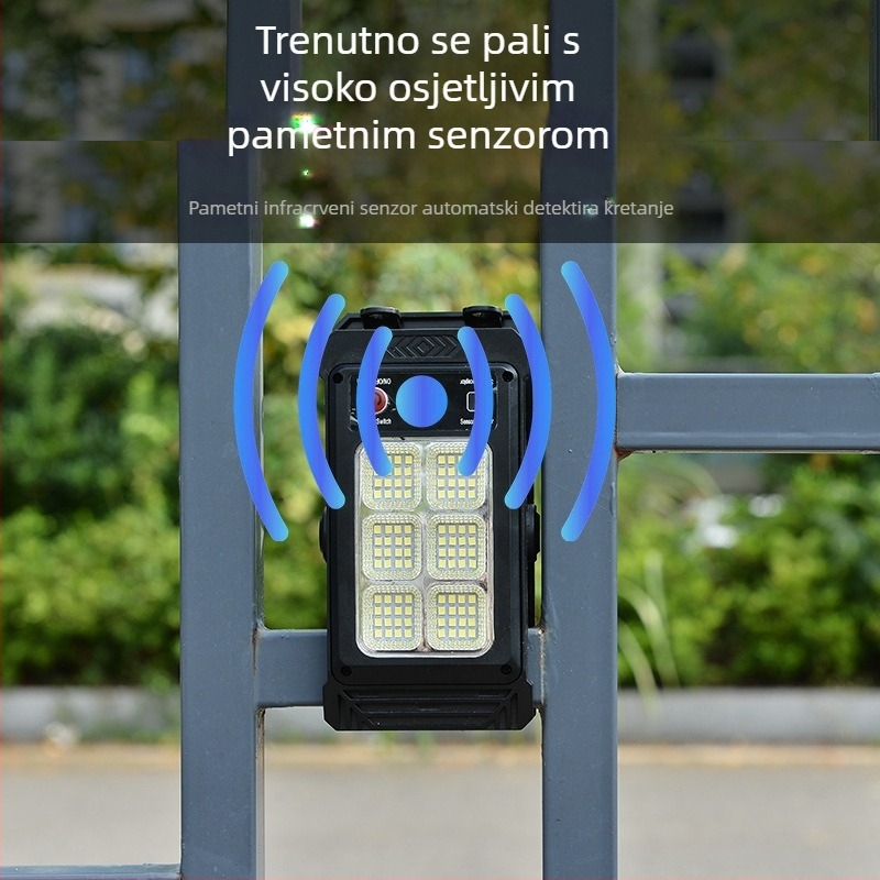 Solarna vanjska zidna svjetiljka za vrt s detekcijom pokreta, vodootporna IP55, ultra jarke LED 10W