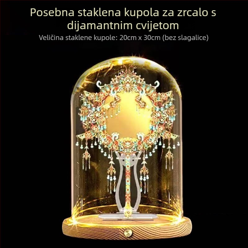LED osvijetljena staklena baza za prikaz s motivom kraljevske korone s devet zmajeva i devet feniksa, proziran poklopac