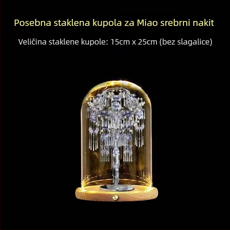 LED osvijetljena staklena baza za prikaz s motivom kraljevske korone s devet zmajeva i devet feniksa, proziran poklopac