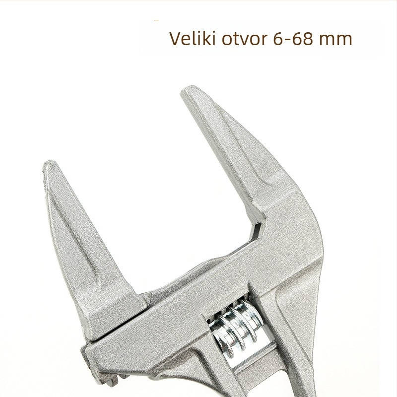 Prilagodljivi vodovodni ključ od aluminijevog legura, veliki otvor, kratka drška, pokretna čeljust, odvojivi