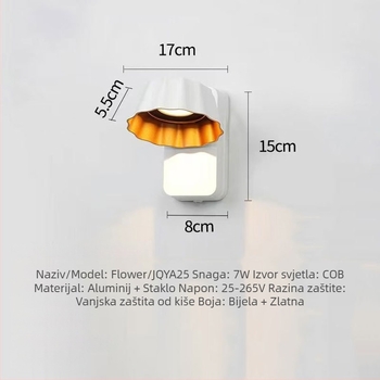 Vanjska zidna LED svjetiljka s rotirajućom glavom, podesivim kutem, IP65, za vrt, vilu i hodnik