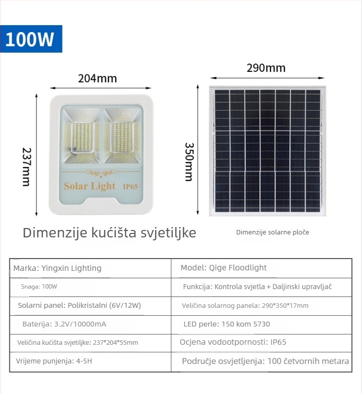 Solarna LED zidna svjetiljka za vanjsku upotrebu sa senzorom pokreta, vodootporna IP65