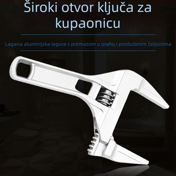 Kupaonski podesivi ključ, višenamjenski alat s kratkom ručkom i velikim otvorom čeljusti za ugradnju slavina i cijevi
