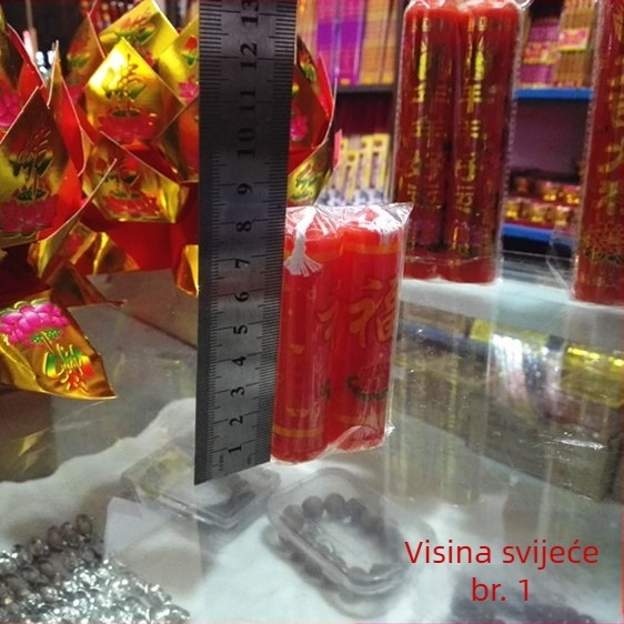Sojina bezdimna cilindrična svijeća za dnevno osvjetljenje, budističke rituale i ceremonije, crvena
