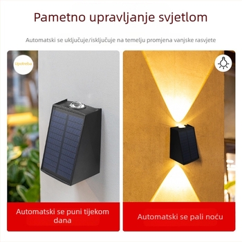Solarna LED dekorativna vanjska zidna svjetiljka za vrt i vilu, osvjetljenje gore i dolje