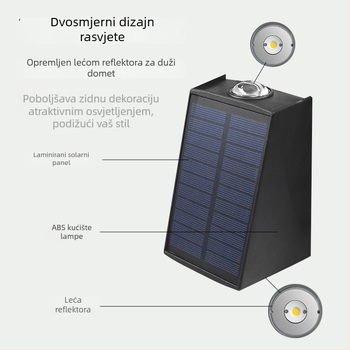 Solarna LED dekorativna vanjska zidna svjetiljka za vrt i vilu, osvjetljenje gore i dolje