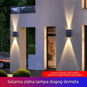 Solarna LED dekorativna vanjska zidna svjetiljka za vrt i vilu, osvjetljenje gore i dolje