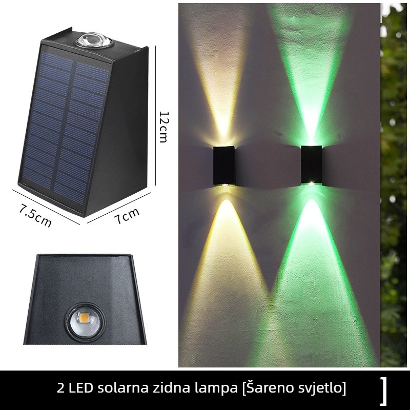 Solarna LED dekorativna vanjska zidna svjetiljka za vrt i vilu, osvjetljenje gore i dolje