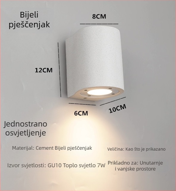 Kreativna minimalistička vanjska betonska stenska svjetiljka za vilu, dvorište, balkon i vrt