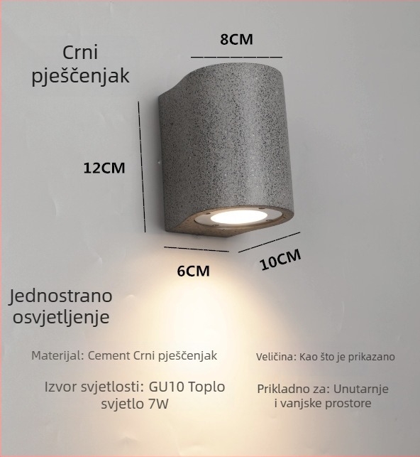 Kreativna minimalistička vanjska betonska stenska svjetiljka za vilu, dvorište, balkon i vrt