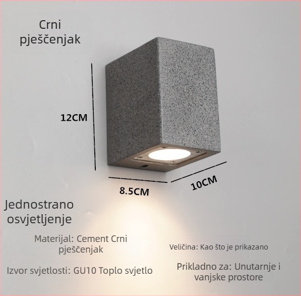 Kreativna minimalistička vanjska betonska stenska svjetiljka za vilu, dvorište, balkon i vrt
